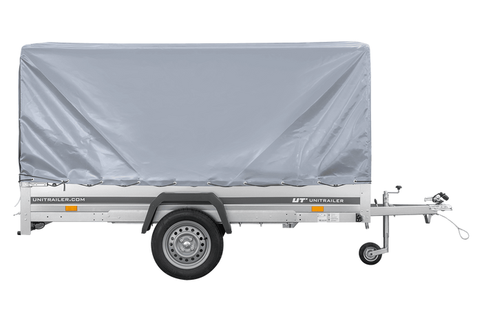Rimorchio monoasse 264x150 UNITRAILER GARDEN 265 KIPP con telaio H-1100 e copertura grigia