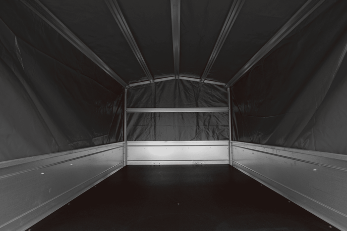 Rimorchio monoasse 200x125 UNITRAILER GARDEN 201 KIPP con telaio H-800 e copertura grigia