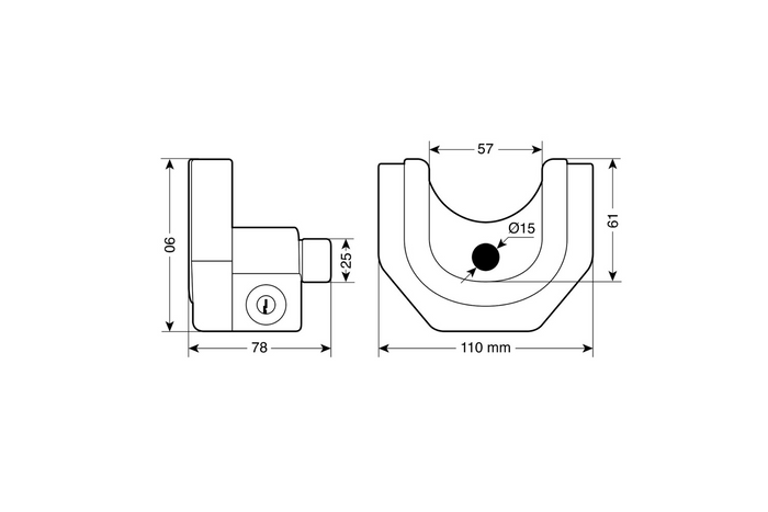 Protezione per gancio di traino LAMP 65404 con serratura universale