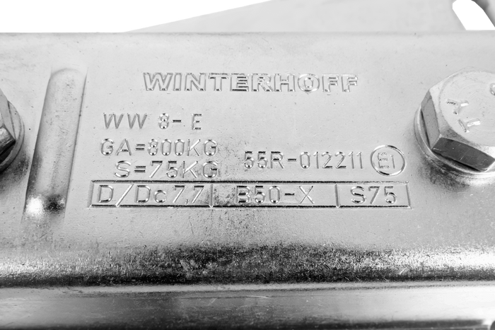 Adattatore per gancio di traino WINTERHOFF WW 8-G+V per rimorchio da 800 kg con timone a V.