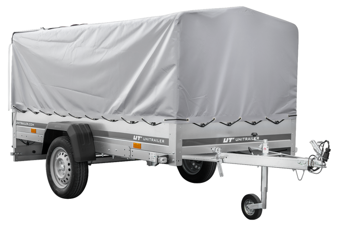 RIMORCHIO CARRELLO LEGGERO 750 KG + RUOTINO + CENTINA CON TELO GRIGIO UNITRAILER GARDEN TRAILER 264 KIPP