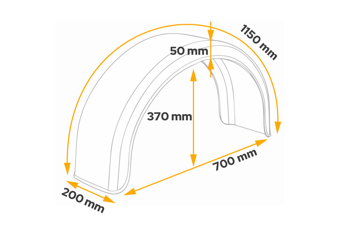 Parafango rimorchio 13-14" DOMAR D20200 passaruota 700/200mm