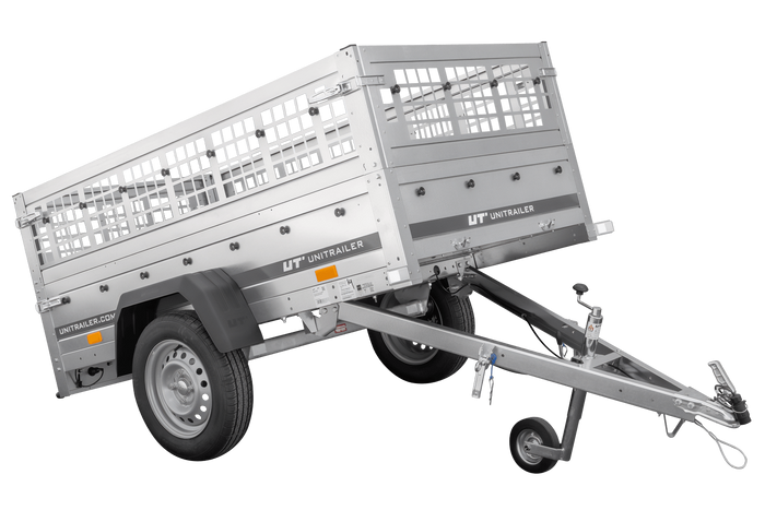 Rimorchio leggero Unitrailer Garden Trailer 200 kipp (new) con ruotino e sovrasponde a rete