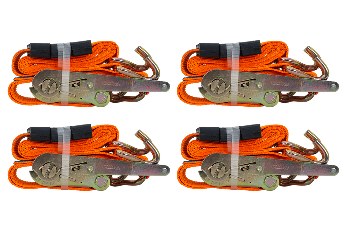 Set di quattro cinghie di trasporto a 3 punti con tendicinghia per rimorchio UNITRAILER 3m/50mm/4t arancione