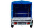 Rimorchio per auto 264x125 UNITRAILER GARDEN 264 KIPP con telaio H-1100 e copertura blu