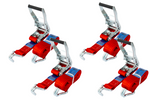 Set di quattro cinghie di trasporto UNITRAILER rosse da 4 m/50 mm/5 t con tenditore