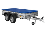 Rimorchio a due assi 264x125 UNITRAILER GARDEN 264/2 KIPP con telaio H-0 e telone blu