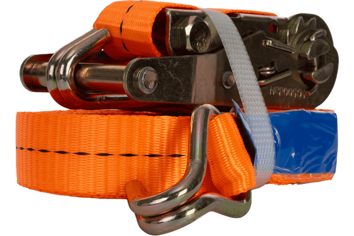 Set di quattro cinghie di trasporto UNITRAILER arancioni da 10 m/25 mm/1 t con tenditore