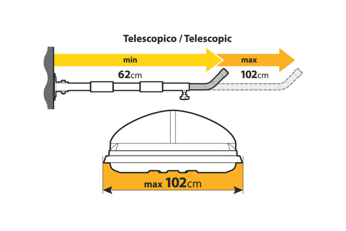 Staffe da parete per box da tetto LAMPA TIPO 2 supporto piatto 62-102cm