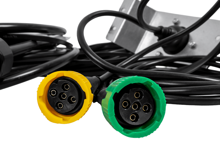 Impianto elettrico MANTES, cablaggio per rimorchio barca 11,67 m, spina a 13 pin, 2 baionette a 5 pin