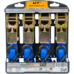 Set di quattro cinghie di trasporto con tenditore UNITRAILER 4m/25mm/0,68t blu