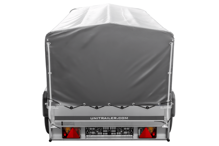 RIMORCHIO GARDEN TRAILER UNITRAILER 264/2 KIPP CON RUOTA SNODATA, TELAIO H-800 E COPERTURA GRIGIA