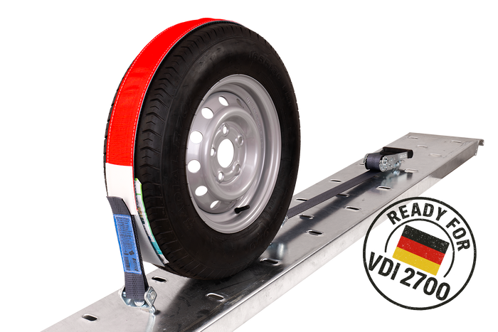 Cinghia di trasporto per carro attrezzi HEFFA CARLINE 130, cinghia di fissaggio per ruote, 2,8 m/50 mm/5 t VDI 2700