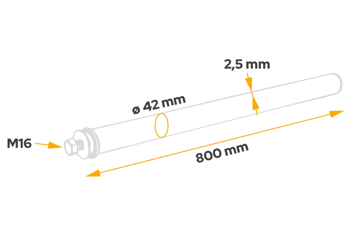 Tubo dritto per il montaggio del parafango DOMAR DK8022, diametro staffa 42mm