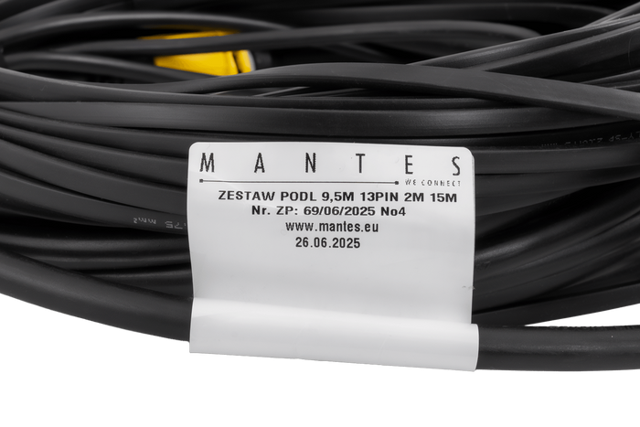 Impianto elettrico MANTES, cablaggio per rimorchio barca, 11,67 m, spina a 13 pin, 2 baionette a 5 pin