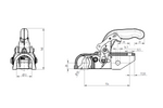 Gancio a sfera KNOTT K35-A per rimorchio da 3500 kg con timone tubolare da 50 mm, in ghisa