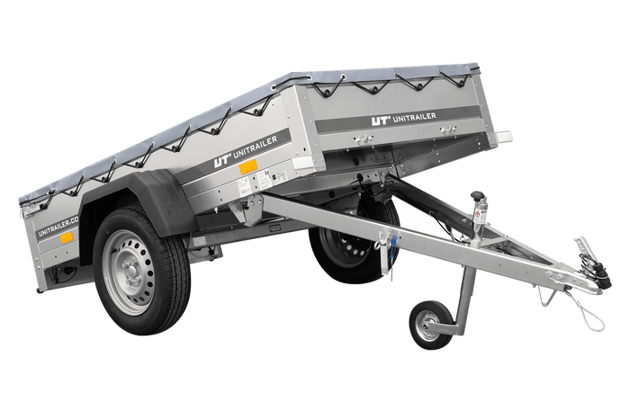 Rimorchio per auto 200x106 UNITRAILER GARDEN 200 KIPP con copertura grigia