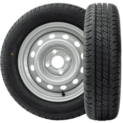 Set di due ruote per rimorchi UNITRAILER / TEMARED / CRESCI / ELLEBI / NOVATECNO LINGLONG TIRES 155/70 R13 75N UNITRAILER RIMS 4Jx13" 4x100 ET:30