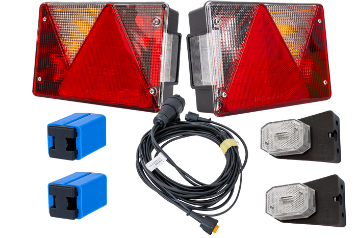 Set luci: luci posteriori ASPÖCK MULTIPOINT IV + luci di posizione laterali ASPÖCK FLEXIPOINT I + cablaggio MANTES 4,5m 13PIN
