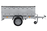 Rimorchio monoasse 200x106 UNITRAILER GARDEN 200 KIPP con sponde BIS, telaio H-0 e copertura grigia