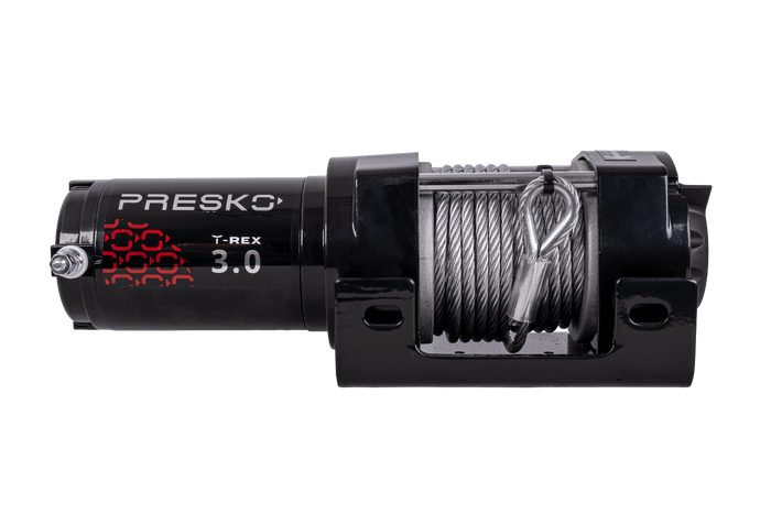 Verricello elettrico per rimorchio PRESKO T-REX 3.0 12V 1360kg con cavo in acciaio da 11m