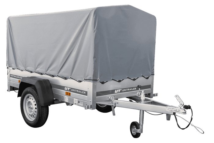 Rimorchio per auto 200x106 UNITRAILER GARDEN 200 KIPP con telaio H-800 e telone grigio