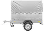 Rimorchio carrello trasporto cose rimorchio leggero 750 kg Unitrailer Garden Trailer 200 kipp con sovrasponde ruotino centina e telo grigio 