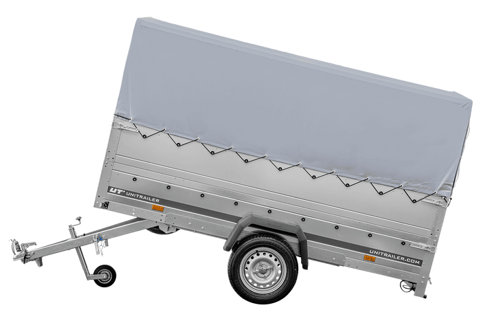 RIMORCHIO DA GIARDINO 264 KIPP CON RUOTA DI SOSTEGNO, SPONDE BIS, TELAIO H-800 E COPERTURA GRIGIA