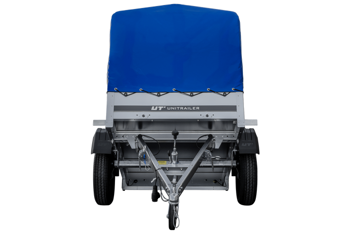 Rimorchio leggero 150x106 con telone blu e centina PTT 750 kg Garden Trailer 150 kipp
