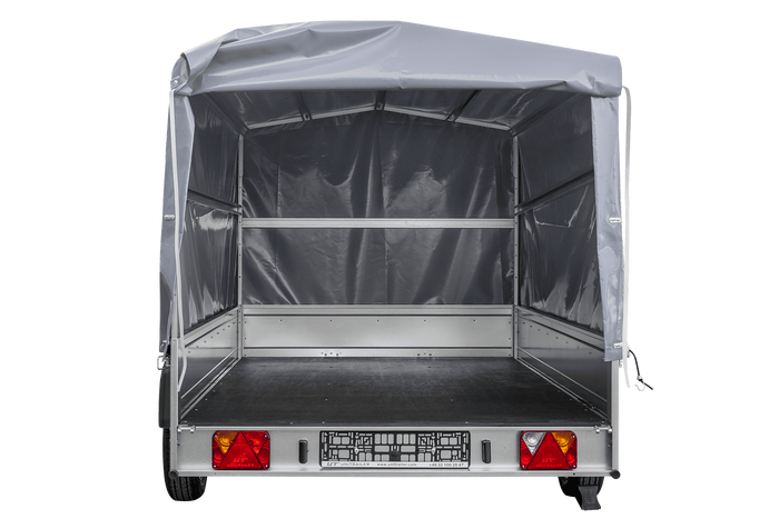 Rimorchio monoasse 264x150 UNITRAILER GARDEN 265 KIPP con telaio H-1100 e copertura grigia