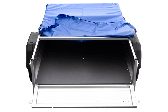 Rimorchio leggero 200x106 UNITRAILER GARDEN 200 KIPP con telaio H-0 e copertura blu