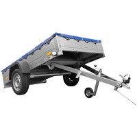 RIMORCHIO LEGGERO GARDEN TRAILER 230 KIPP CON RUOTINO DI SUPPORTO E TELO PIATTO BLU