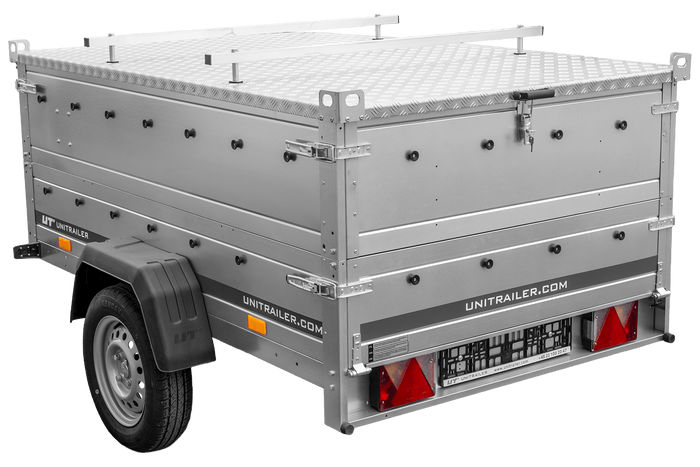 Rimorchio leggero 200x125 UNITRAILER GARDEN 201 KIPP con sponde BIS e copertura in alluminio