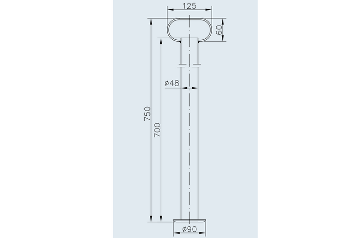 Supporto fisso WINTERHOFF RSR48-700 per rimorchio a pianale da 150 kg 48 mm 700 mm