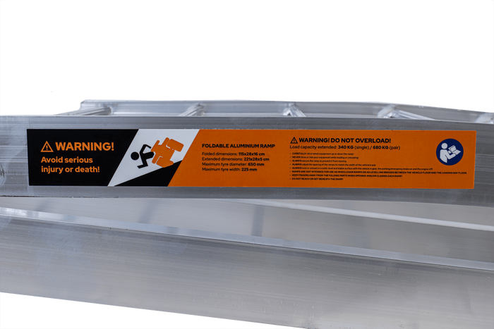 UNITRAILER ALR002 rampa pieghevole in alluminio per rimorchio 221 cm 340 kg con cinghia