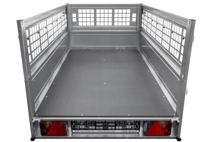 Rimorchio leggero Unitrailer Garden Trailer 200 kipp (new) con ruotino e sovrasponde a rete