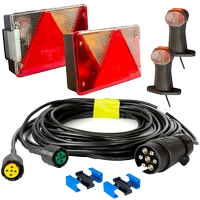 Set luci: luci posteriori ASPÖCK + luci di posizione laterali ASPÖCK + cablaggio MANTES 4,5m 7PIN + connettori rapidi