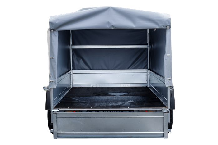 Rimorchio monoasse 230x125 UNITRAILER GARDEN 230 KIPP con telaio H-800 e copertura grigia