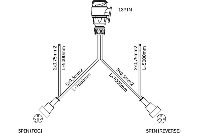 Set luci: luci posteriori ASPÖCK + luci di posizione laterali ASPÖCK + cablaggio MANTES 7m 13 PIN + connettori rapidi