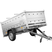 Rimorchio monoasse 230x125 UNITRAILER GARDEN 230 KIPP con sponde BIS e copertura in alluminio
