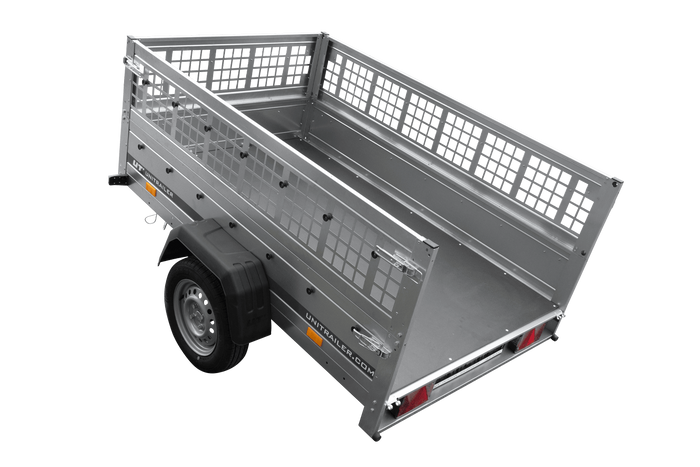 Rimorchio monoasse 200x125 UNITRAILER GARDEN 201 KIPP con sponde in rete
