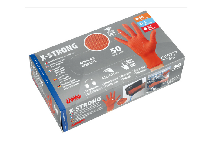 Guanti da officina LAMPA X-Strong L in nitrile 50 pz.