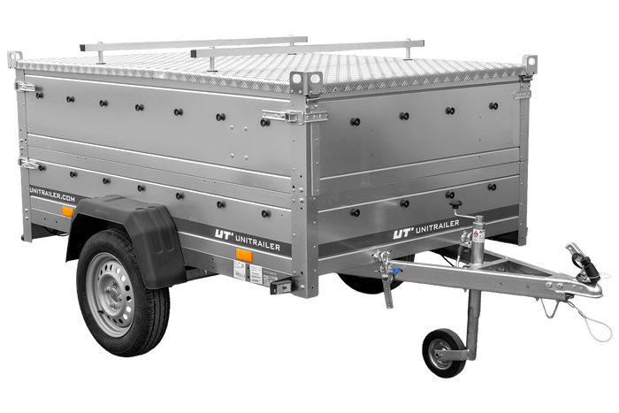 Rimorchio leggero 200x125 UNITRAILER GARDEN 201 KIPP con sponde BIS e copertura in alluminio