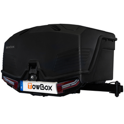 Towbox Camper Alpha LED nero (lungo) - box portabagagli da montare sul gancio di traino