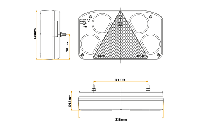 HORPOL LZD844 Fanale posteriore a LED, 6 funzioni, destro
