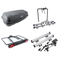 Piattaforma con box di traino + adattatore per il trasporto di 3 biciclette Inter Pack Re-Cargo