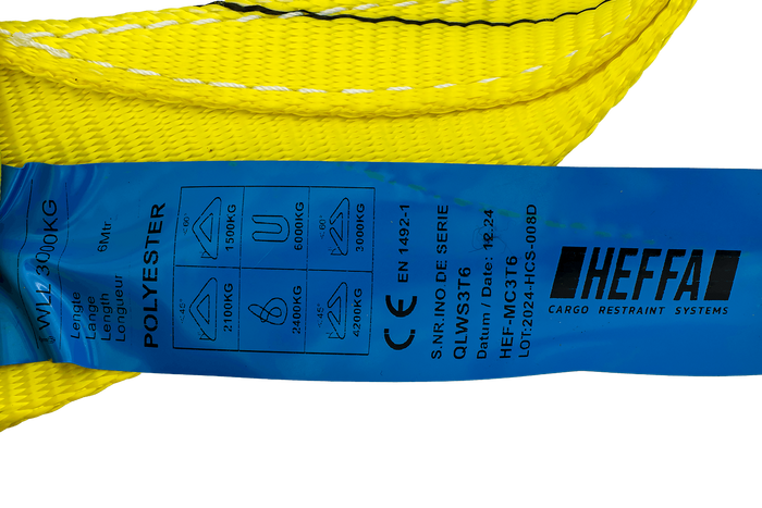 Cinghia di sollevamento HEFFA 6 m/90 mm/3 t con anelli