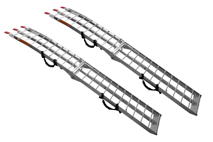 UNITRAILER ALR002 rampe pieghevoli in alluminio per rimorchi, 221 cm, portata 680 kg, con cinghia, set da 2