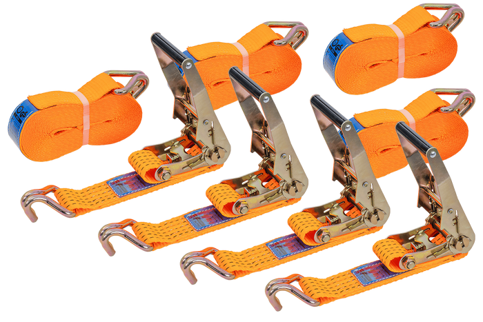 Set di quattro cinghie di trasporto UNITRAILER arancioni da 8 m/50 mm/5 t con tenditore