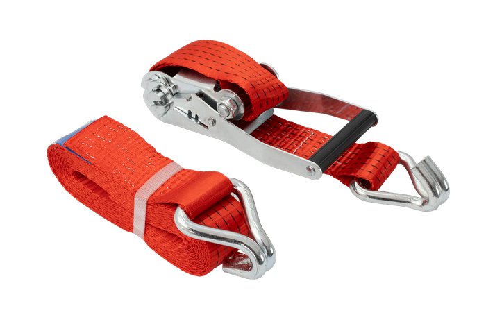 Set di quattro cinghie di trasporto UNITRAILER rosse da 4 m/50 mm/5 t con tenditore